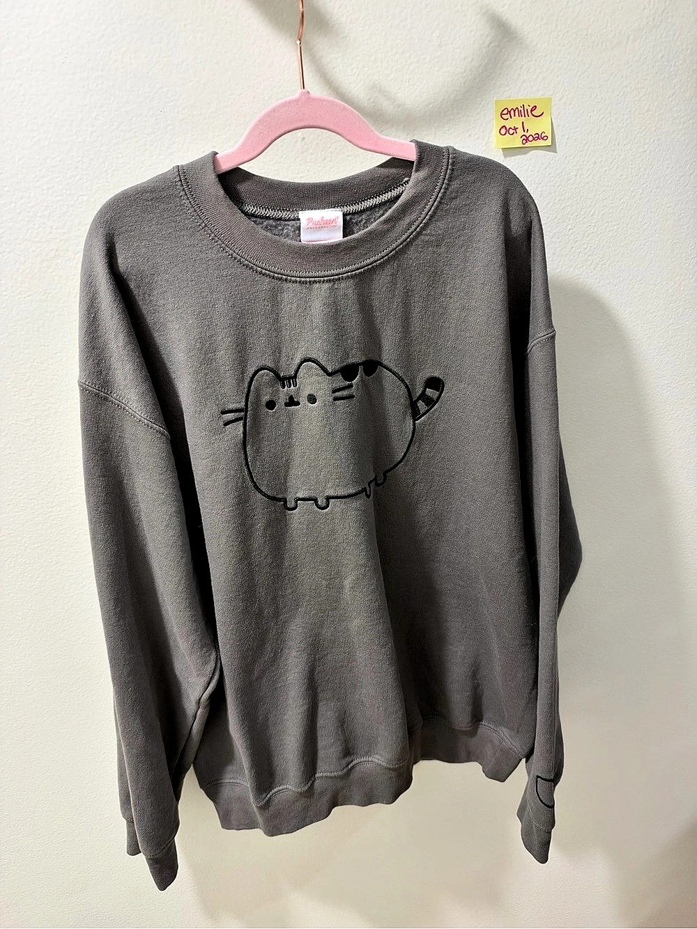 Pusheen Embroidered Sweatshirt Gray Like New - Medium